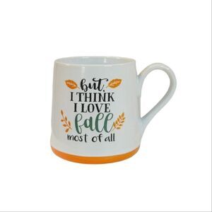 Autumn Burnt Orange Leaf Print "But I think I Love Fall Most Of All" Coffee Mug